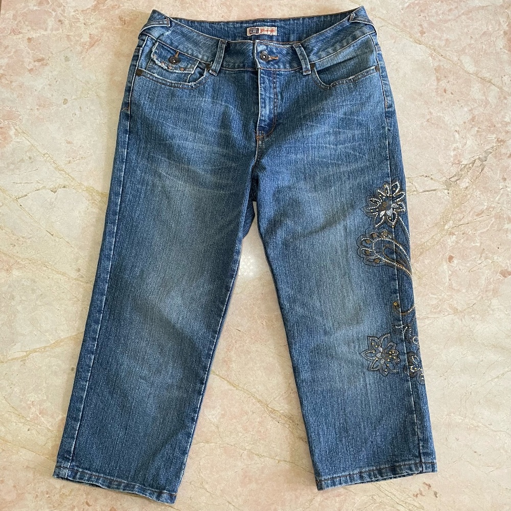 Faded Glory Stretch Vintage Whimsygoth Printed Embellished Jeans